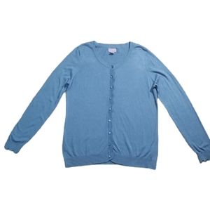 Laura Scott L Cool Blue Scalloped Cardigan NWOT